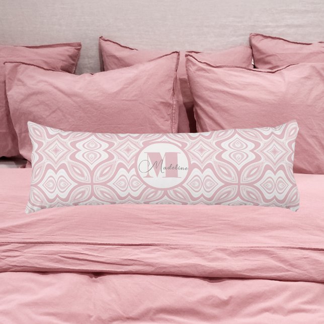 Modern Blush Pink Swirl Pattern w/ Initial Body Cushion (Creator Uploaded)