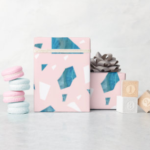 Modern blush pink terrazzo mosaic wrapping paper