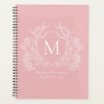 Modern Blush Pink Vintage Floral Crest Monogram Planner<br><div class="desc">Classic Blush Pink Vintage Floral Crest Monogram Planner</div>