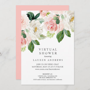 Modern Blush Pink Virtual Bridal or Baby Shower Invitation