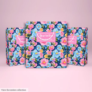 Modern blush pink watercolor preppy wedding wrap medium gift bag