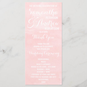 Modern blush pink watercolor Wedding Program
