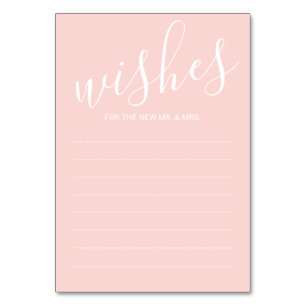 Modern Blush Pink Wedding Advice&Wishes Cards