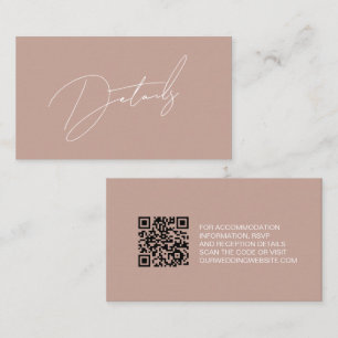 Modern Blush Pink Wedding Details Script Enclosure Card