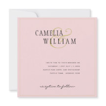 Modern Blush Pink Wedding Invitation