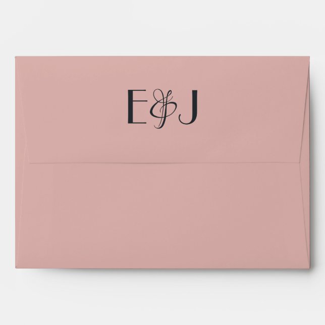 Modern Blush Pink Wedding Invitation Envelope (Back (Top Flap))