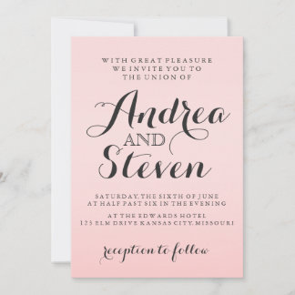 Modern Blush Pink Wedding Invitations