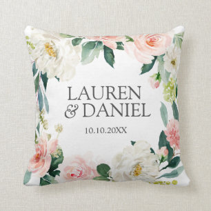 Modern Blush Pink  Wedding personalised keepsake Cushion
