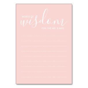 Modern Blush Pink Wedding Words of Wisdom Cards