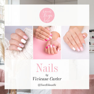 Modern Blush Pink White Logo Photo Nail Salon