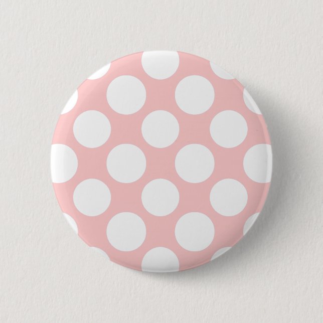 Modern Blush Pink White Polka Dots Pattern 6 Cm Round Badge (Front)