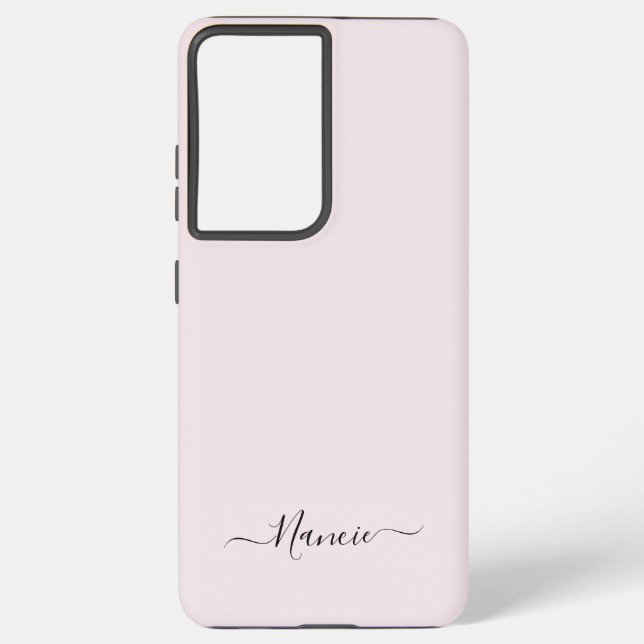 Modern Blush Pink with Script Custom Name Samsung Galaxy S21 Ultra Case (Back)