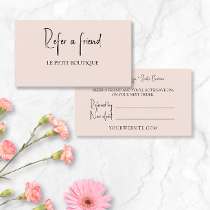 Modern Blush Refer a Friend Discount Offer Referral Card