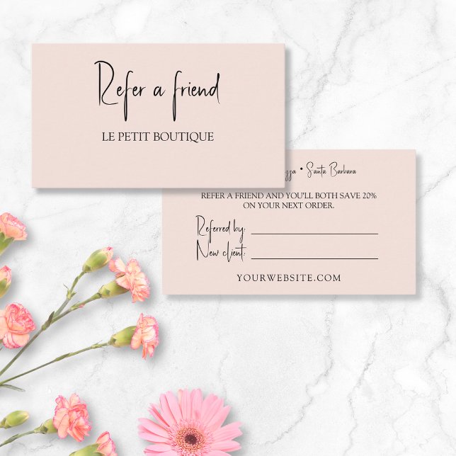Modern Blush Refer a Friend Discount Offer Referral Card (Creator Uploaded)