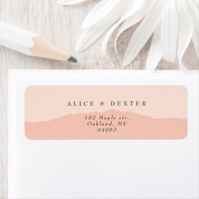 Modern Blush Rose Couple Wedding Return Address Label (Insitu)