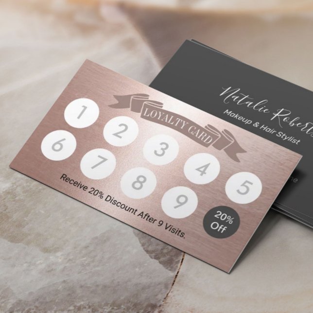 Modern Blush Rose Gold Beauty Salon Loyalty Card (Creator Uploaded)