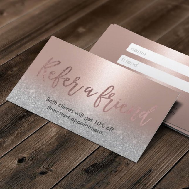Modern Blush Rose Gold Beauty Salon Referral (Creator Uploaded)