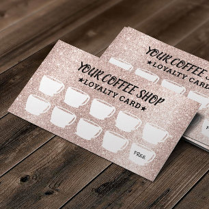 Modern Blush Rose Gold Coffee Cups Coffee  Loyalty Card
