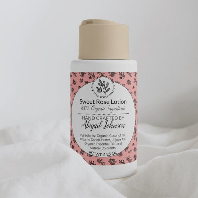 Modern Blush Rose & Leaves Bath & Body / Candle Square Sticker (Creator Uploaded)