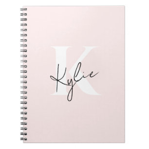 Modern Blush Rose Personalised Monogram Name - Notebook