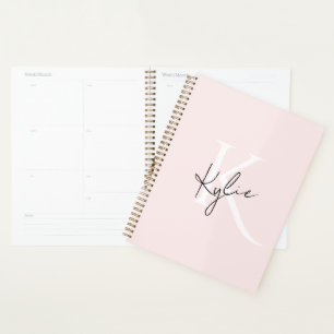 Modern Blush Rose Personalised Monogram Name - Planner