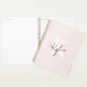 Modern Blush Rose Personalised Monogram Name - Planner