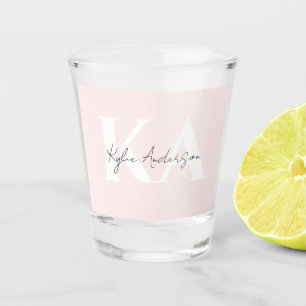 Modern Blush Rose Personalised Monogram Name -  Shot Glass
