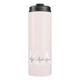 Modern Blush Rose Personalised Monogram Name -  Thermal Tumbler
