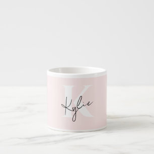 Modern Blush Rose Personalized Monogram Name -  Espresso Cup