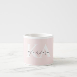 Modern Blush Rose Personalized Monogram Name -  Espresso Cup