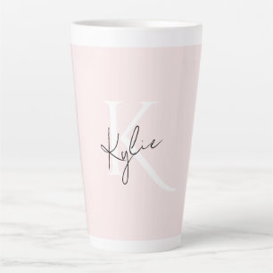 Modern Blush Rose Personalized Monogram Name -  Latte Mug