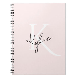 Modern Blush Rose Personalized Monogram Name -  Notebook