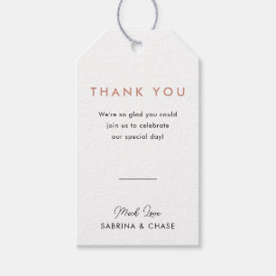 Modern Blush Rose Wedding Thank You Favour Tag