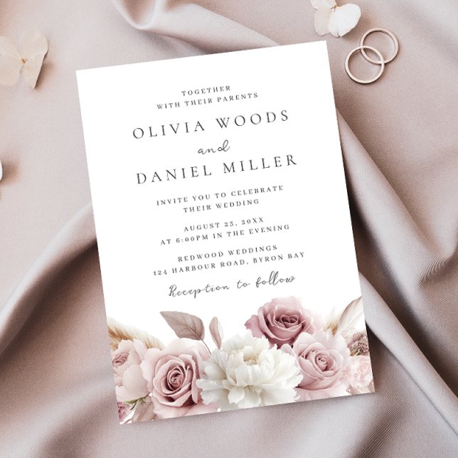 Modern Blush Roses Beautiful Wedding Invitation (Creator Uploaded)