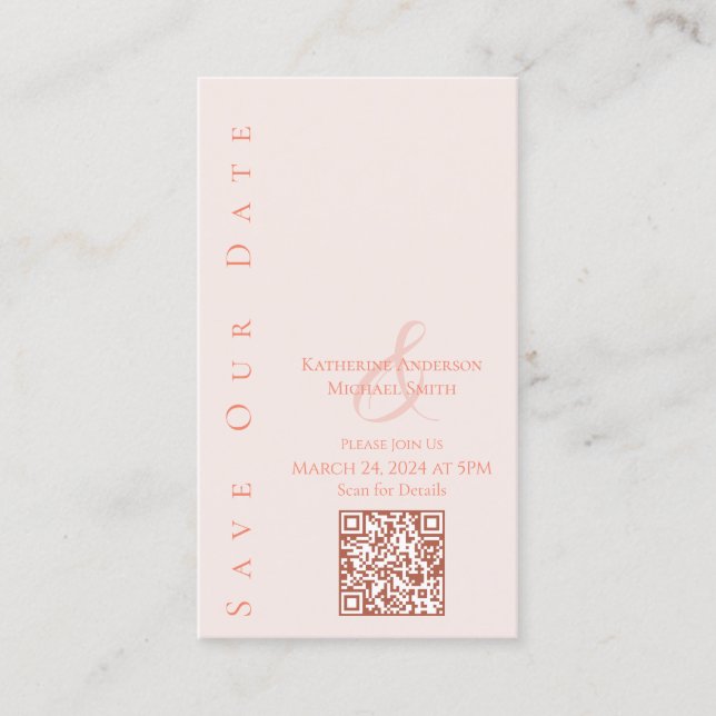 Modern Blush-Save the Date-QR code- Business Card (Front)