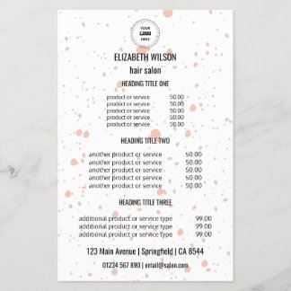  Modern Blush Splatter Hair Salon Service Flyer