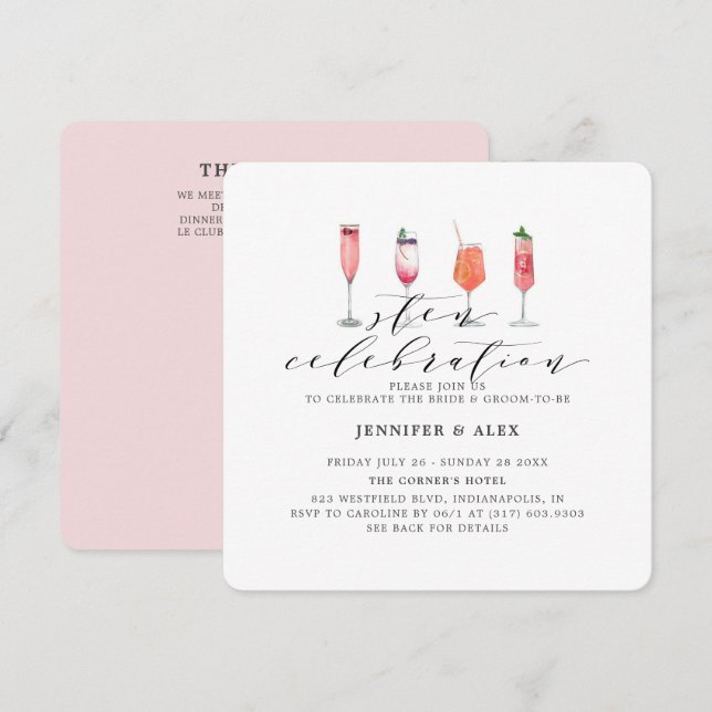Modern Blush Sten Celebration Invitation (Front/Back)