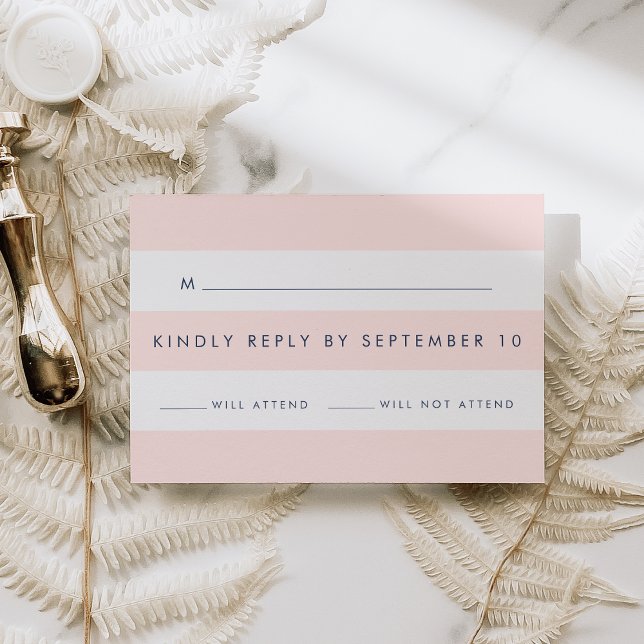 Modern Blush Stripe RSVP Card (Creator Uploaded)