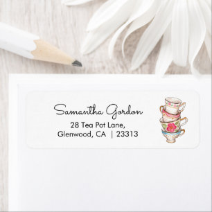 Modern Blush Tea Party Bridal Shower Address Return Address Label