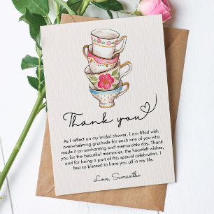 Modern Blush Tea Party Bridal Shower Thank You Card
