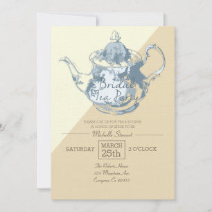 Modern Blush Teapot   Bridal Tea Party   Custom Invitation