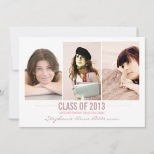 Modern Blush Three Photo Graduation Announcement