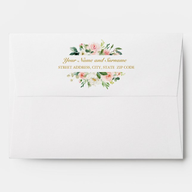 Modern Blush | Vintage Flower Wedding | V3 Envelope (Back (Top Flap))