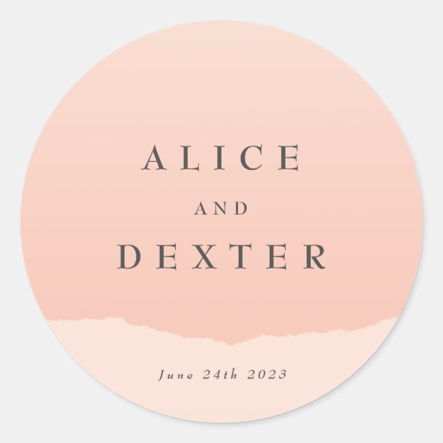 Modern Blush Wedding Classic Round Sticker (Front)