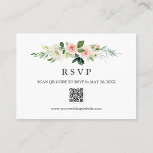 Modern Blush Wedding RSVP  QR CODE WEDDING Business Card