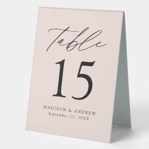 Modern Blush Wedding Table Number