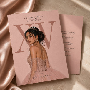 Modern Blush XV Quinceañera Photo Invitation