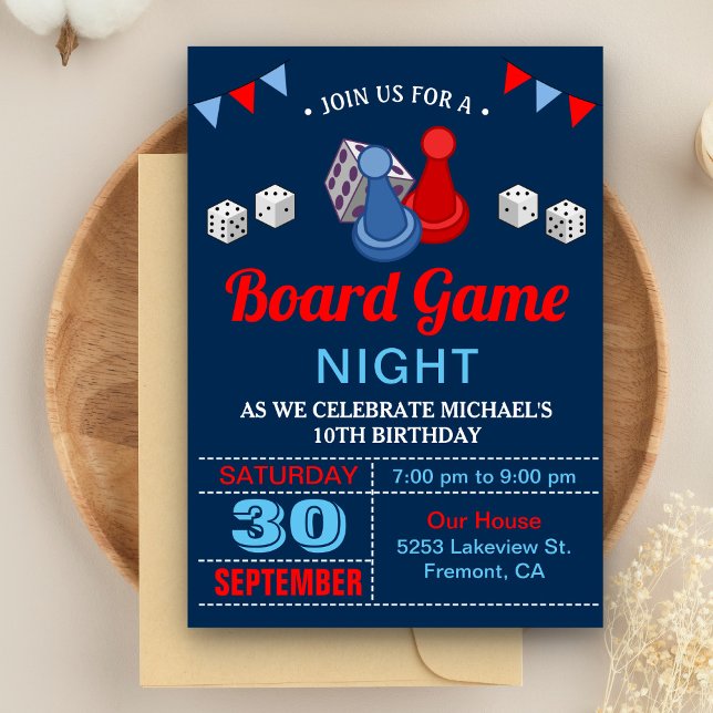 Modern Board Game Night Birthday Party Invitation (Creator Uploaded)