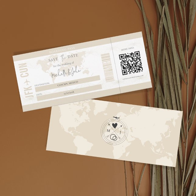 Modern Boarding Pass Destination Save the Date Invitation (Creator Uploaded)