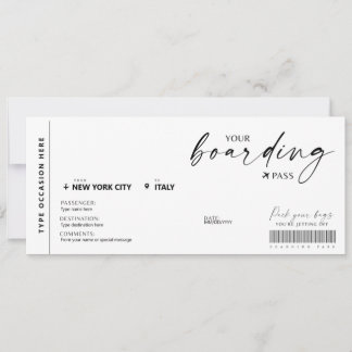 Modern Boarding Pass Surprise Fake Airline Ticket Invitation